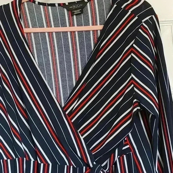 Long Sleeve Striped Surplice Top -  Michel Studio - Picture 6 of 9